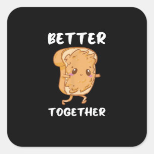 Peanut Butter Jelly Cute Couple Better Together De Square Sticker