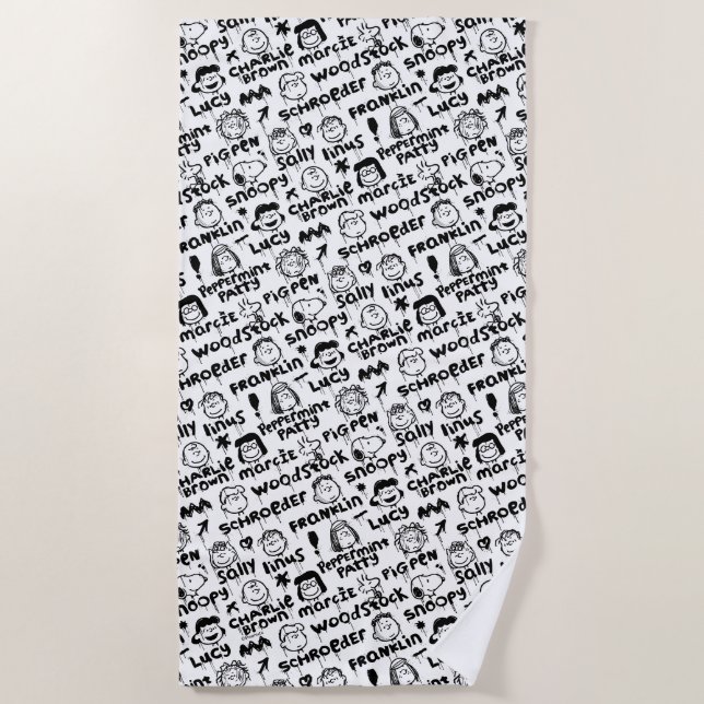 Peanut Characters Graffiti Pattern Beach Towel (Front)