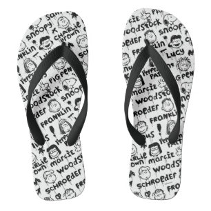 Peanut Characters Graffiti Pattern Jandals