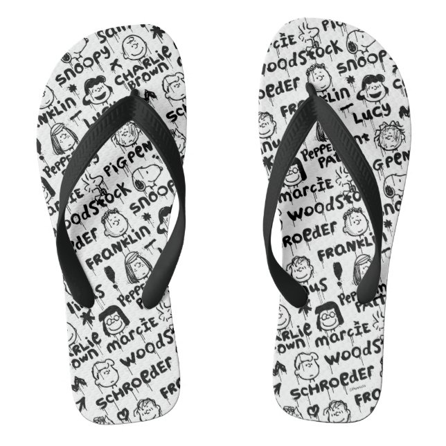 Peanut Characters Graffiti Pattern Jandals (Footbed)