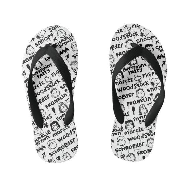 Peanut Characters Graffiti Pattern Kid's Jandals (Footbed)