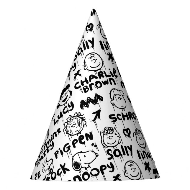 Peanut Characters Graffiti Pattern Party Hat (Front)