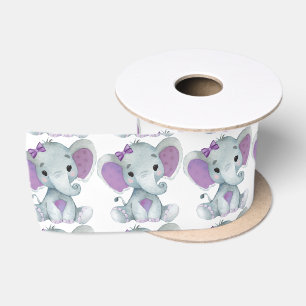 Peanut Elephant Satin Ribbon Spool Purple Bow