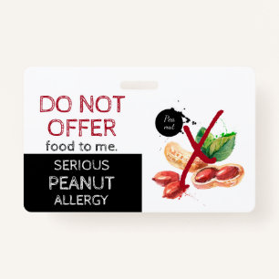 Peanut Food Allergy Alert Badge ID Badge