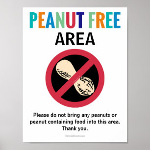 Peanut Free Area Customised Allergy Work Area Poster