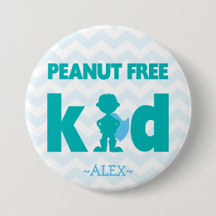 Peanut Free Superhero Boy Button