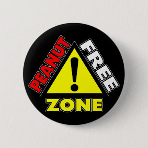 Peanut Free Zone (Peanut Allergy) 6 Cm Round Badge