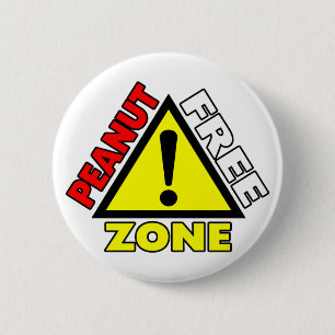 Peanut Free Zone (Peanut Allergy) 6 Cm Round Badge