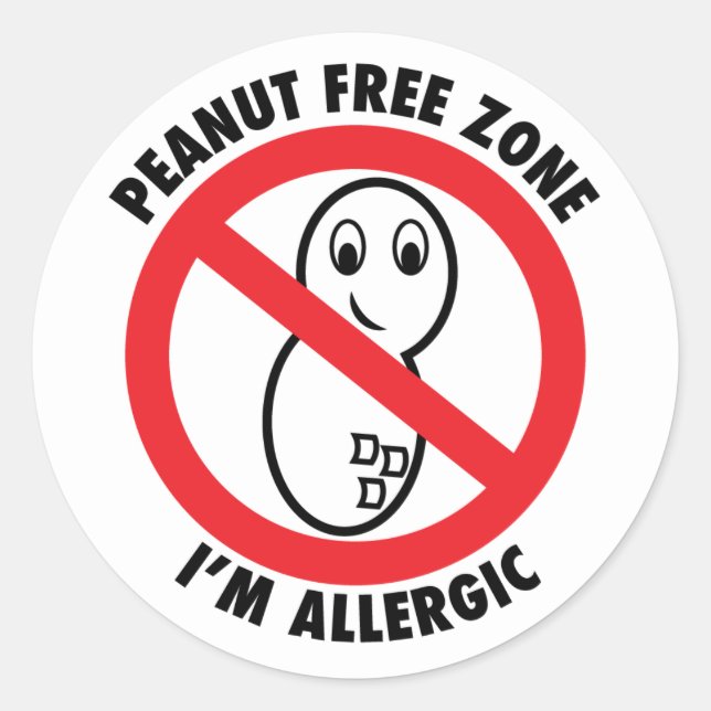Peanut Free Zone Sticker (set of 6) (Front)