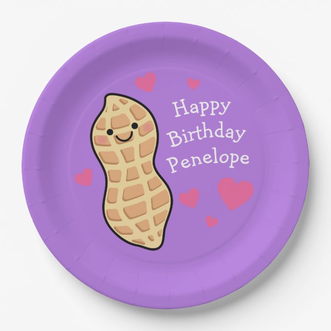 Peanut Kids Birthday Party Cute Cartoon Paper Plate (Front)