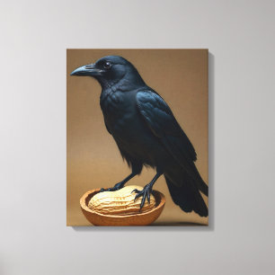 Peanut Lovers Crow-Raven Canvas Wall Art