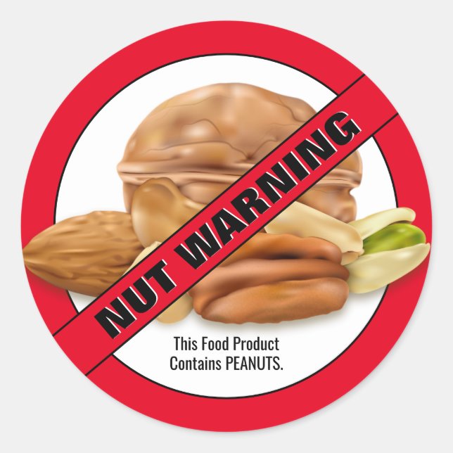 Peanut Nut Allergy Warning Food Product Info Classic Round Sticker (Front)