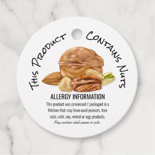Peanut Nut Allergy Warning Information Product Favour Tags