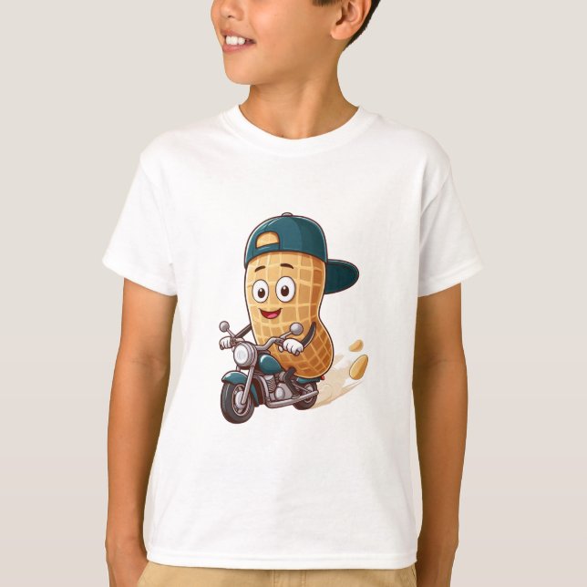 Peanut Riding a Motorcycle T-Shirt (Front)