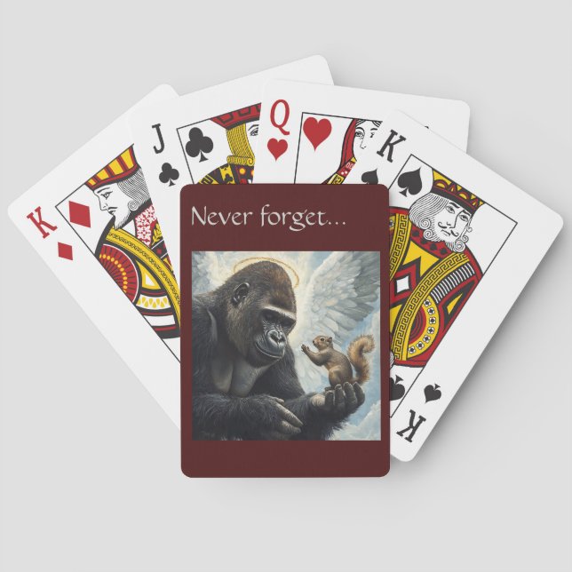 Peanut the Squirrel and Harambe Never Forget  Playing Cards (Back)