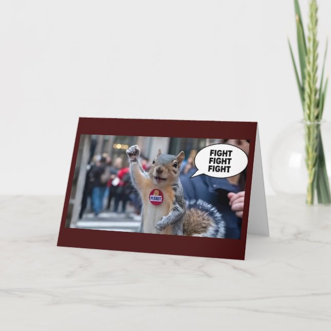 Peanut the Squirrel Funny Conservative Christmas Card (Front)