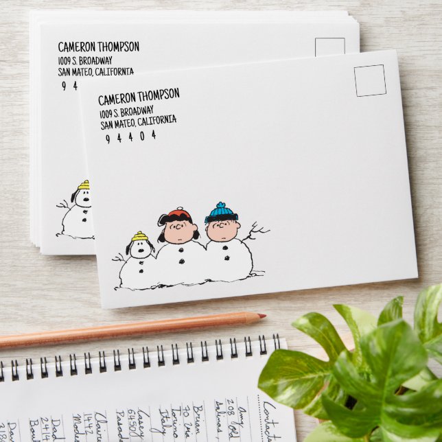 Peanuts | 3 Person Snowman Envelope (Stacked)