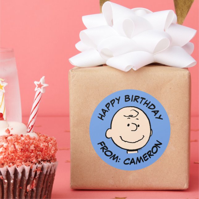 Peanuts | A Charlie Brown Smile | Happy Birthday Classic Round Sticker (Party)