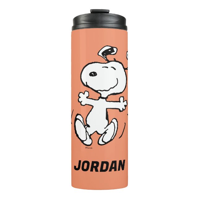 Peanuts | A Snoopy Happy Dance | Add Your Name Thermal Tumbler (Front)