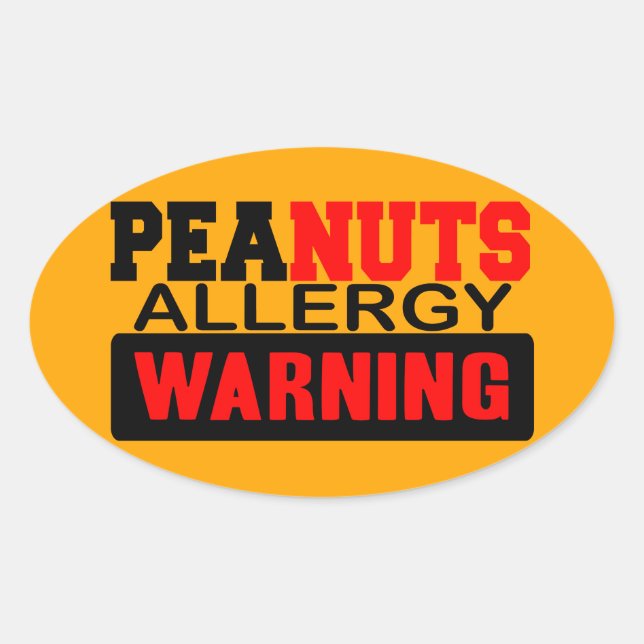 Peanuts Allergy Warning Oval Sticker (Front)