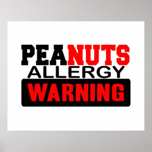 Peanuts Allergy Warning Poster