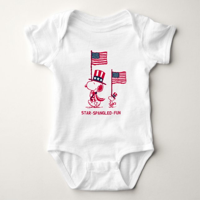 Peanuts | American Summer Old Glory Baby Bodysuit (Front)
