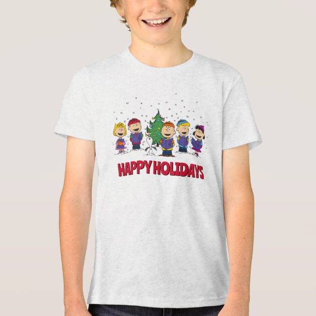 Peanuts | Around the Christmas Tree Tri-Blend Shirt (Front)