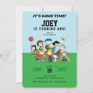 Peanuts Baseball Birthday Party Invitation