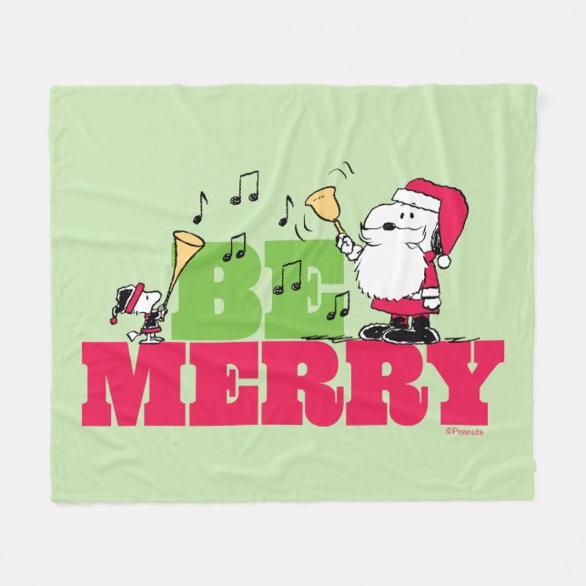 Peanuts | Be Merry Christmas Fleece Blanket (Front (Horizontal))