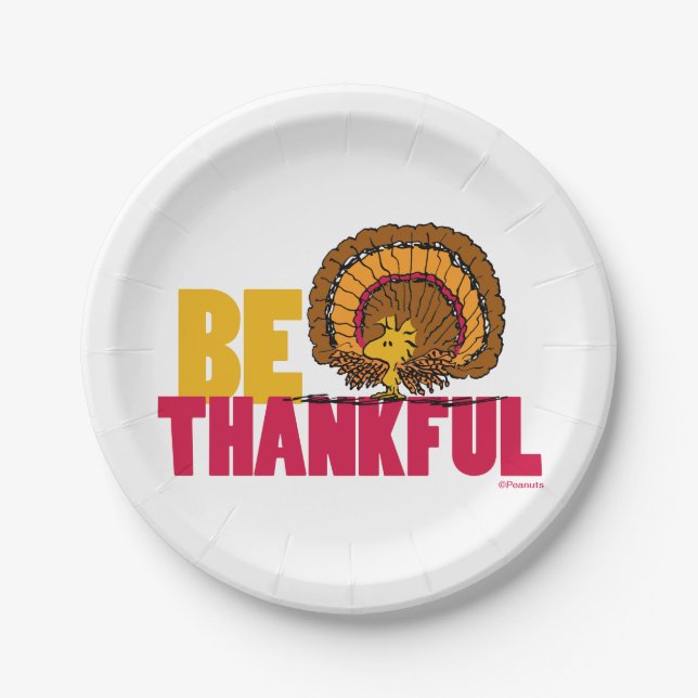 Peanuts | Be Thankful Woodstock Turkey Paper Plate (Front)