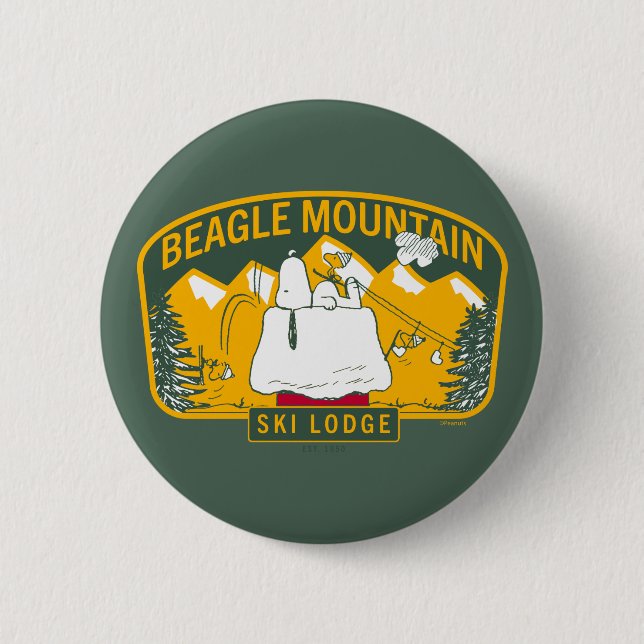 Peanuts | Beagle Mountain Ski Lodge 6 Cm Round Badge (Front)
