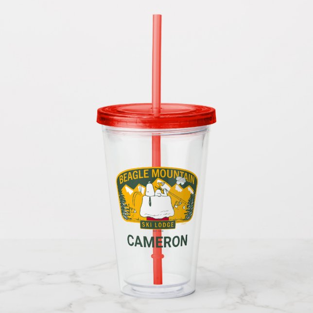 Peanuts | Beagle Mountain Ski Lodge Acrylic Tumbler (Front)