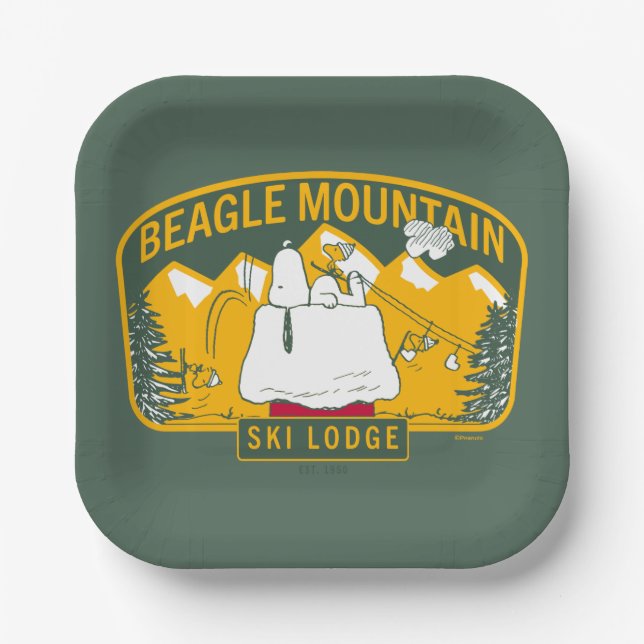 Peanuts | Beagle Mountain Ski Lodge Paper Plate (Front)