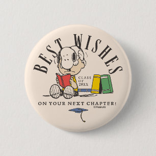Peanuts Best Wishes Graduation Snoopy Reading 6 Cm Round Badge