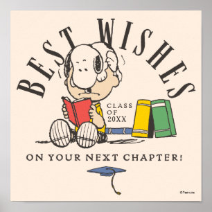 Peanuts Best Wishes Graduation Snoopy Reading Poster