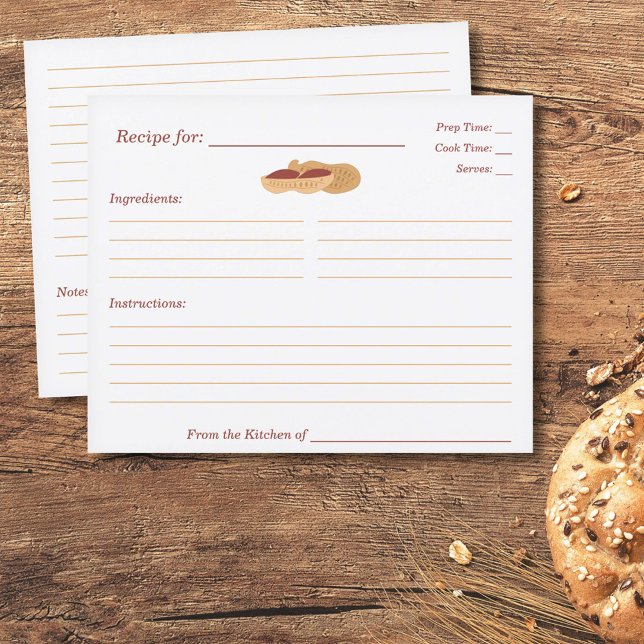 Peanuts Bridal Shower Recipe Card (Peanuts Recipe Card)