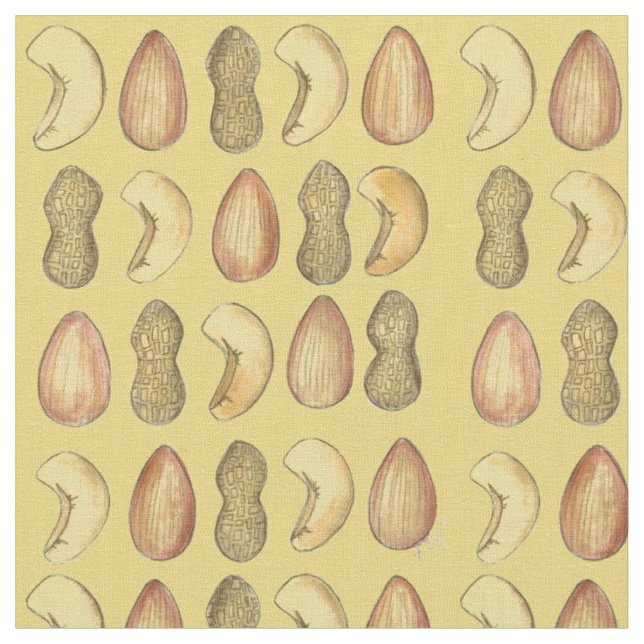Peanuts Cashews Almonds Mixed Nuts Snack Food Fabric (Close Up)