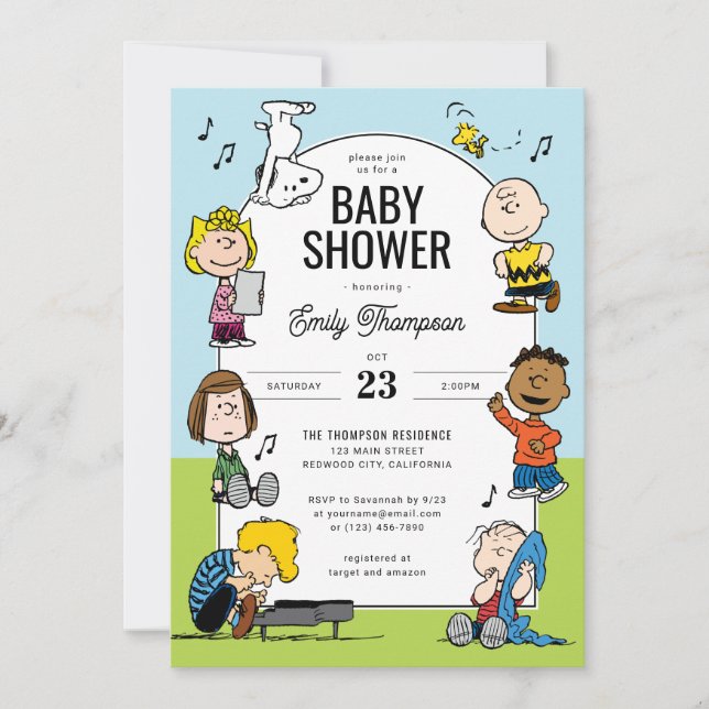 Peanuts Character Fun Baby Shower Invitation (Front)