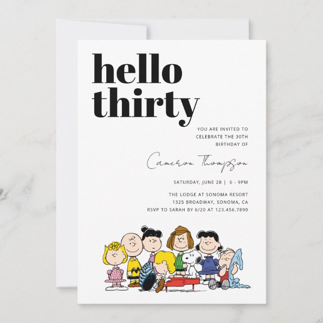 Peanuts Characters - 30th Birthday Invitation (Front)