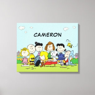 Peanuts   Charlie Brown and Gang   Add Your Name Canvas Print