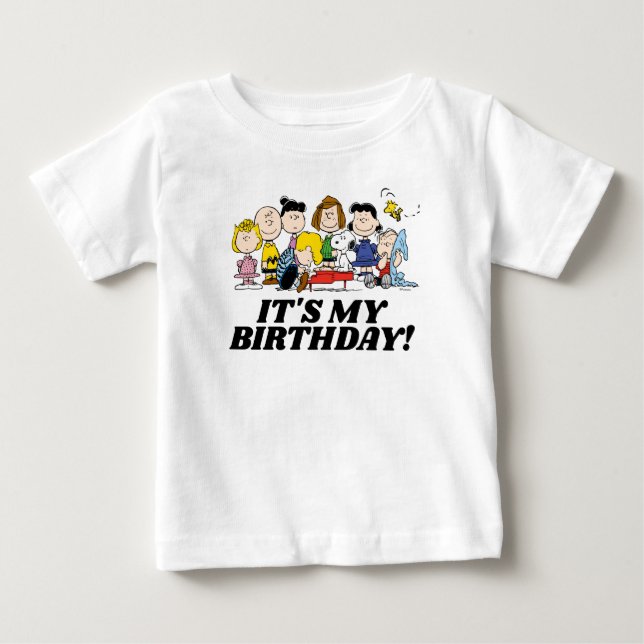 Peanuts | Charlie Brown and Gang It's My Birthday Baby T-Shirt (Front)