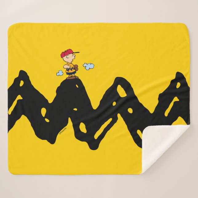 Peanuts | Charlie Brown Baseball Sherpa Blanket (Front (Horizontal))