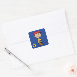 Peanuts   Charlie Brown Baseball Smile Square Sticker