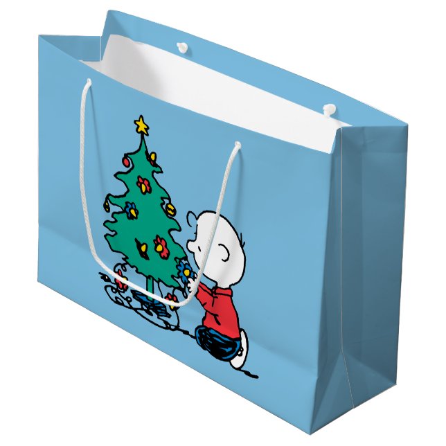 Peanuts | Charlie Brown Christmas Lights Large Gift Bag (Front Angled)