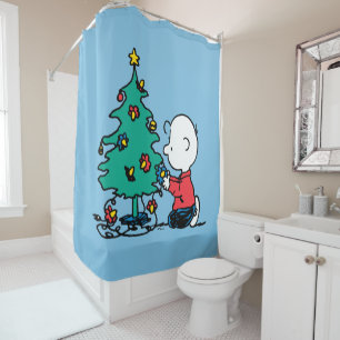Peanuts   Charlie Brown Christmas Lights Shower Curtain