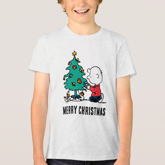 Peanuts | Charlie Brown Christmas Lights Tri-Blend Shirt (Front)