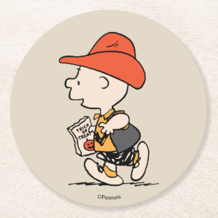 Peanuts Charlie Brown Cowboy Halloween Round Paper Coaster