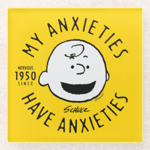 Peanuts   Charlie Brown Nervous Since 1950 Glass Coaster