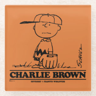 Peanuts   Charlie Brown Playing Ball Glass Coaster