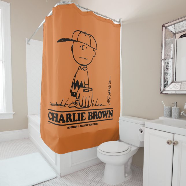Peanuts | Charlie Brown Playing Ball Shower Curtain (In Situ)